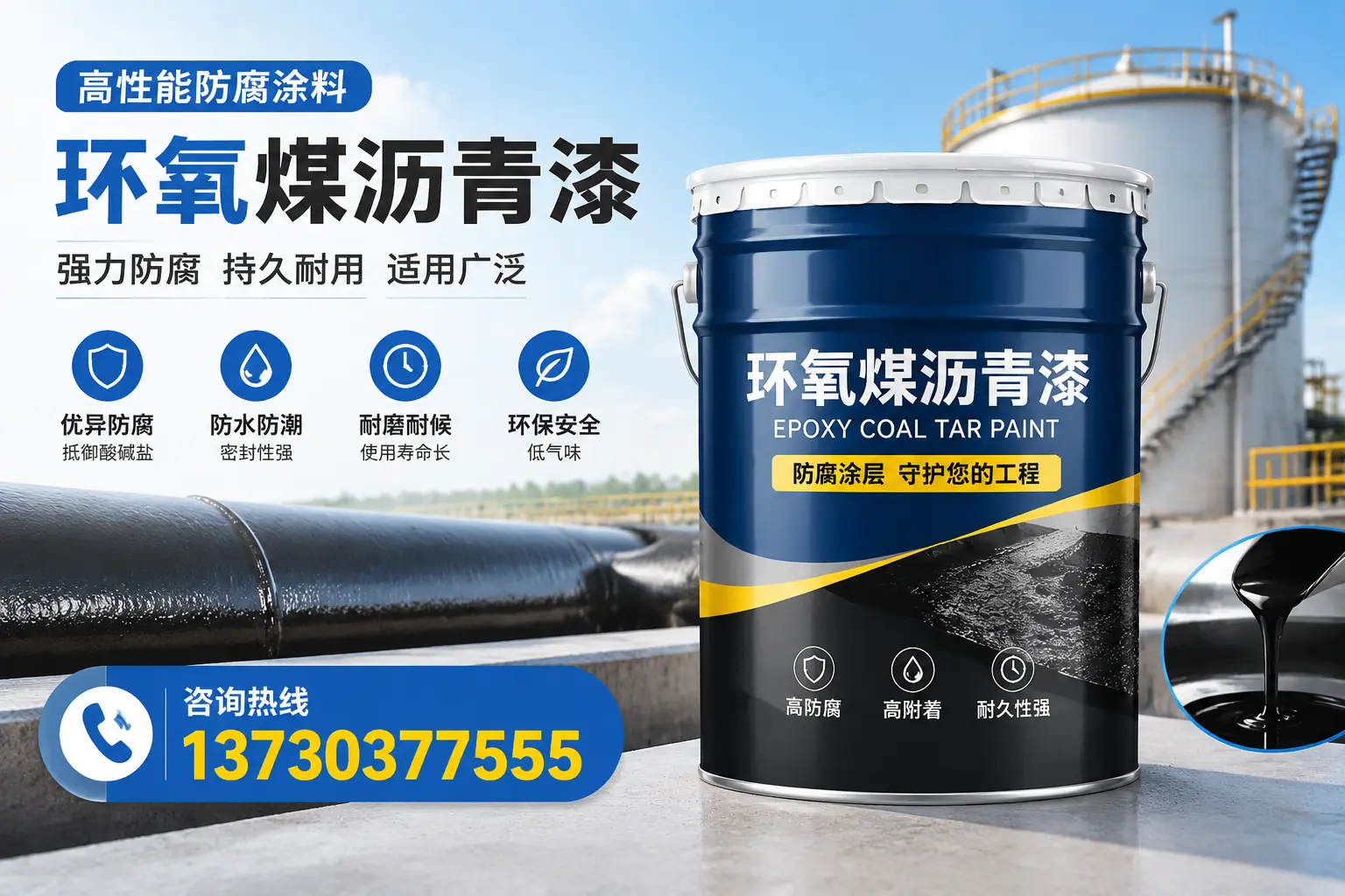 环氧煤沥青漆的耐久性分析，适合五原的使用场景